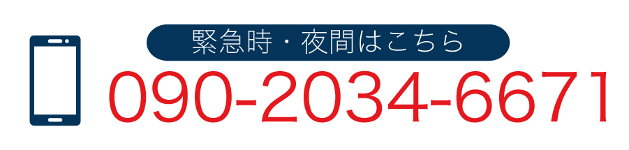 緊急時・夜間はこちら 090-2034-6671